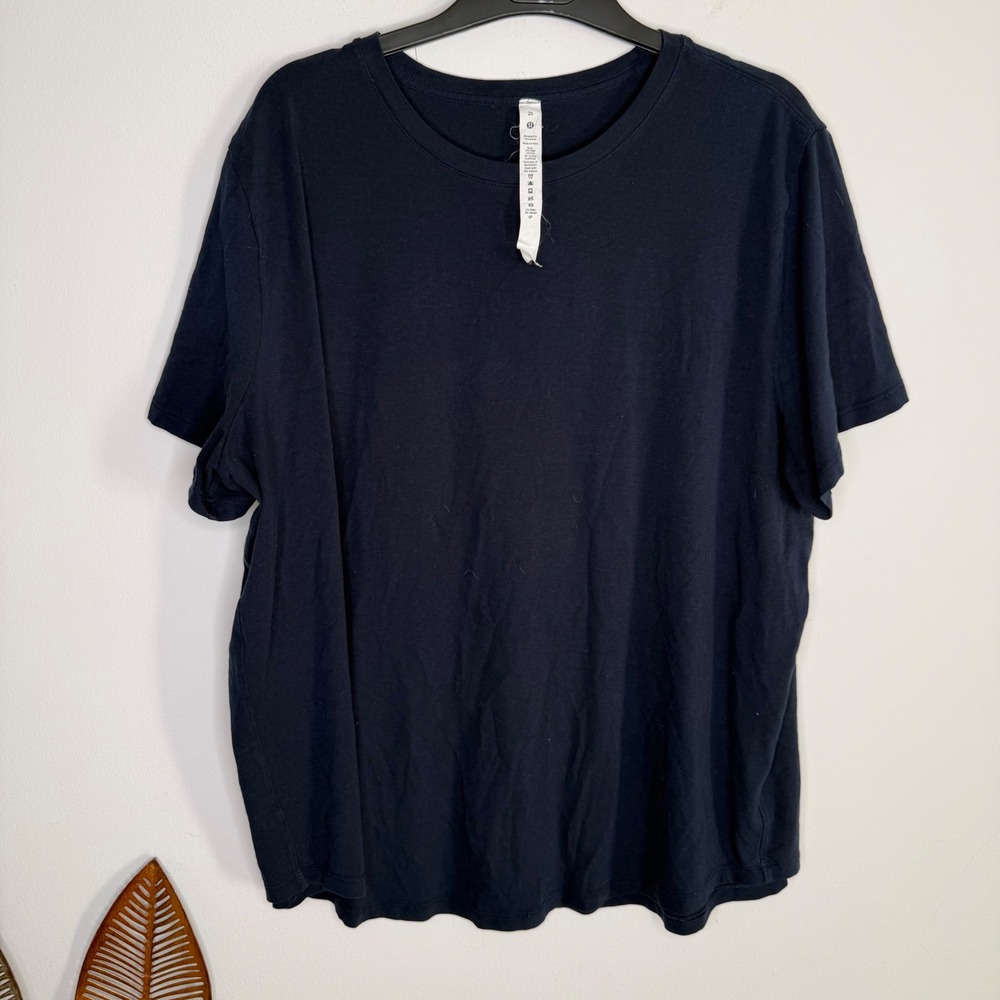 Lululemon Love Crew T-Shirt Navy Blue Pima Cotton Short Sleeve Top Size 20